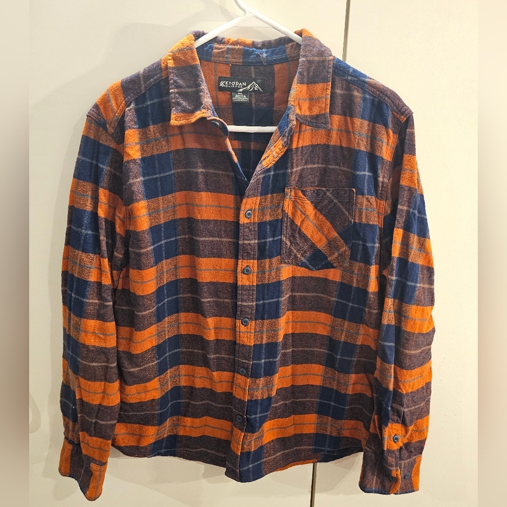 Kyodan Outdoor Mens Large Brown Flannel Button Down Shirt